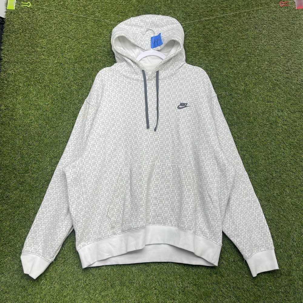 Nike Hoodie Mens XL Flight Athletic Y2K Sportswear Fleece AOP Logo Air